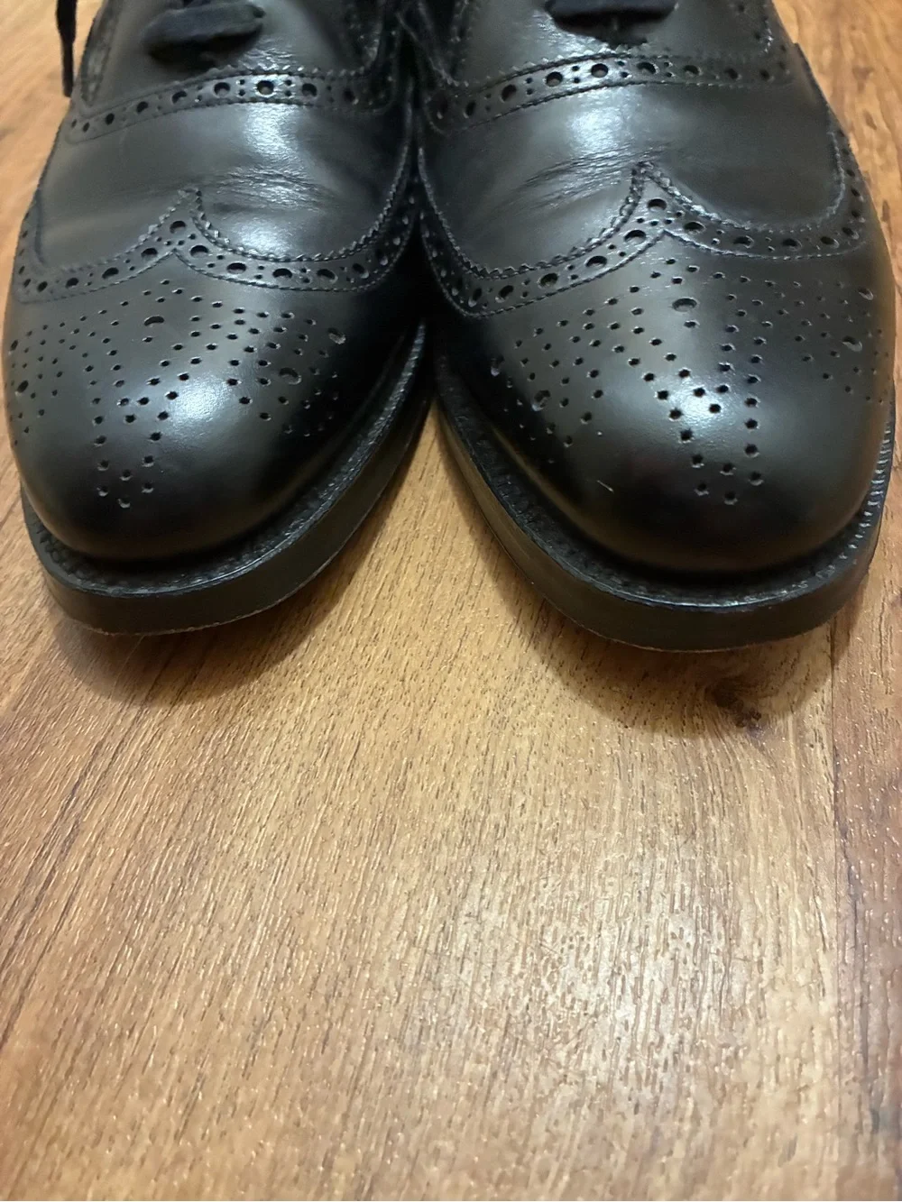 Polo Ralph Lauren Benchmade England Black Leather Wingtip Oxfords 9.5D⁠